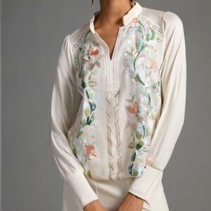 EUC Anthropologie Tiny Hartford Embroidered Top Size Small